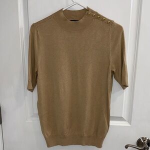 Women's Tan Sweater with Button Detail